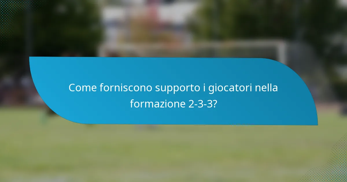 Come forniscono supporto i giocatori nella formazione 2-3-3?